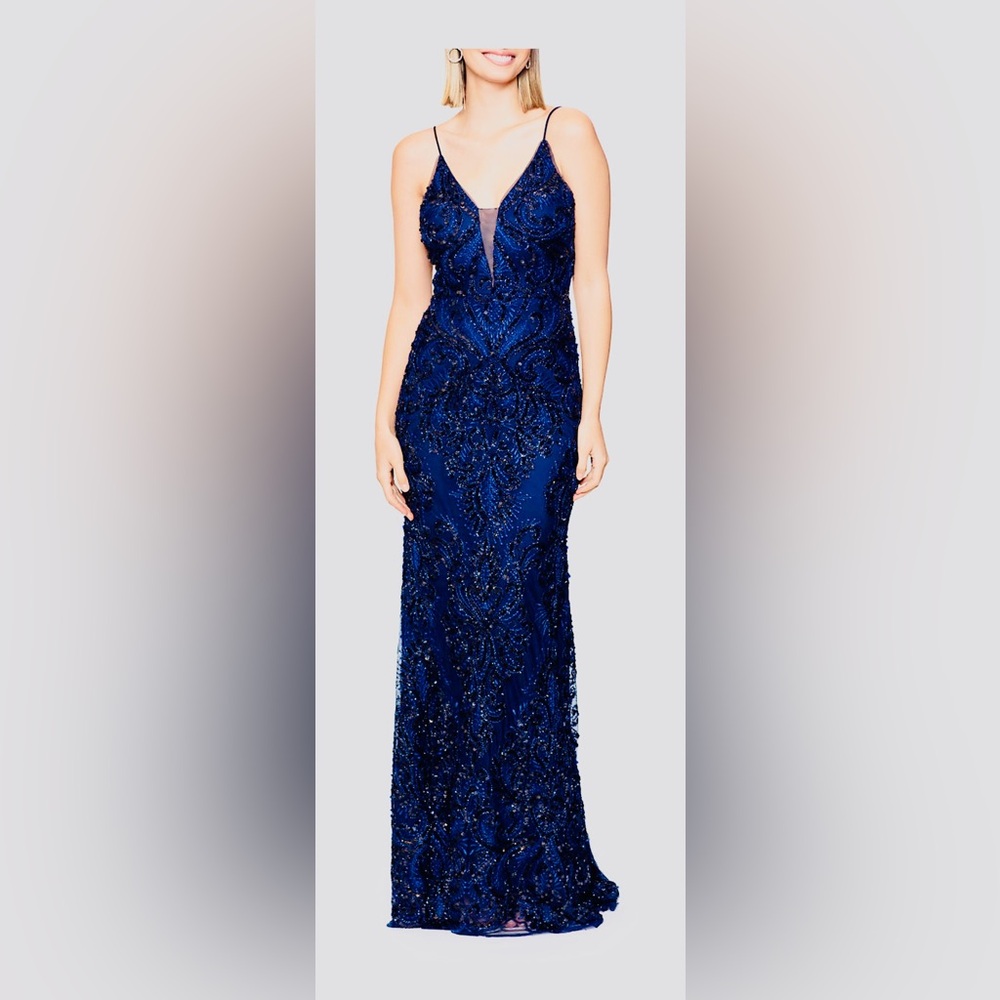 NWT BETSY & ADAM SZ 6 Sleeveless Sequined Formal Gown